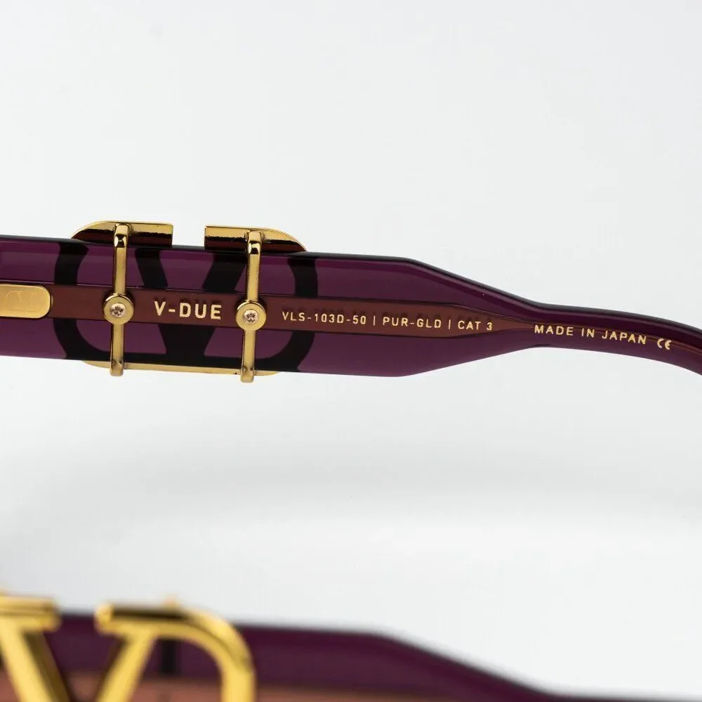 Valentino Men Sunglasses Crystal Purple Grey Cat Eye V - DUE VLS-103D-50
